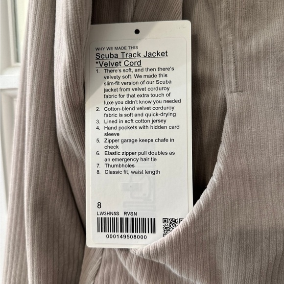 Lululemon scuba track Jacket velvet cord size 8 - Picture 3 of 10